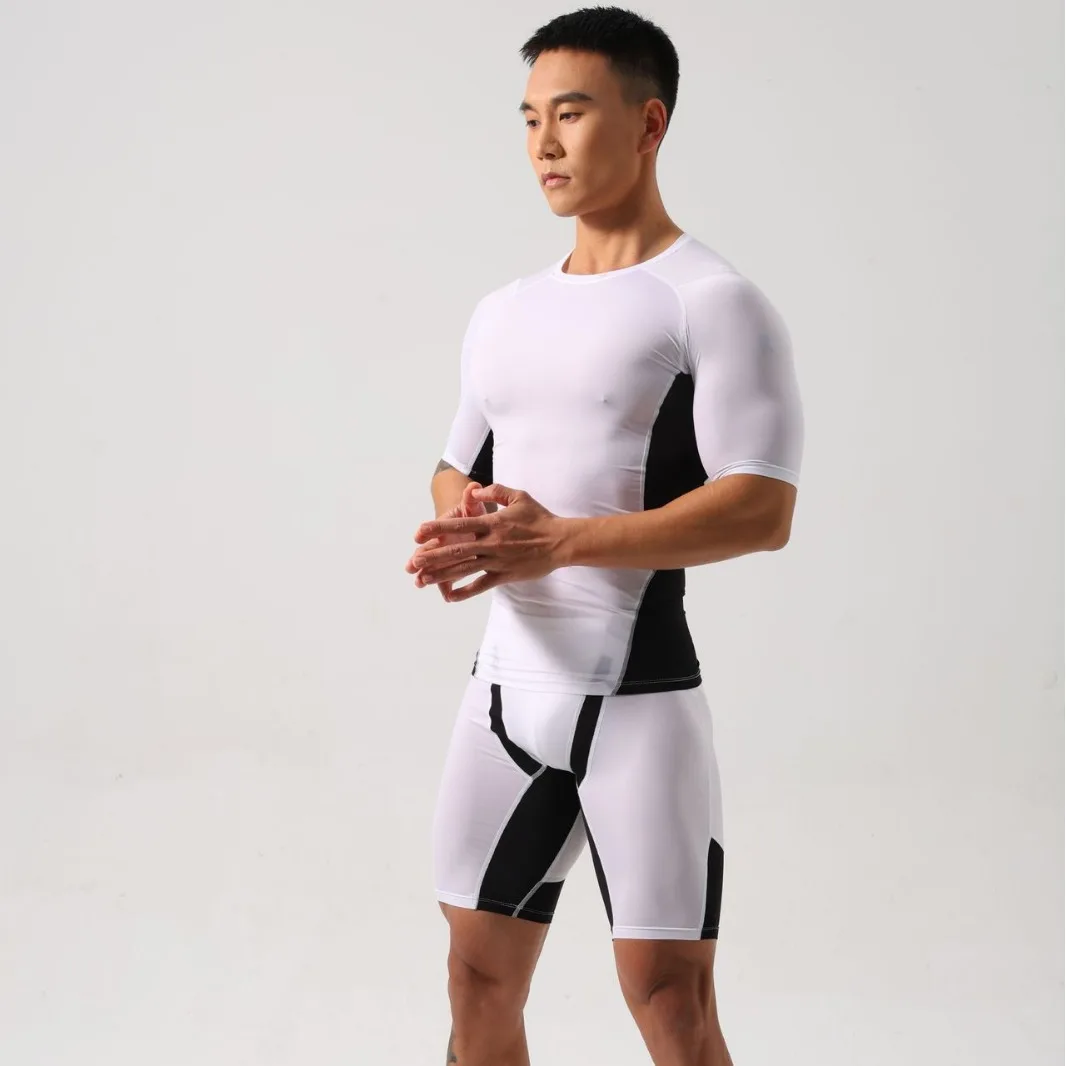 Heren ijszijde superelastisch sneldrogend comfortabel strak passend compressie fitnesspak voor hardlopen gymtraining zomer