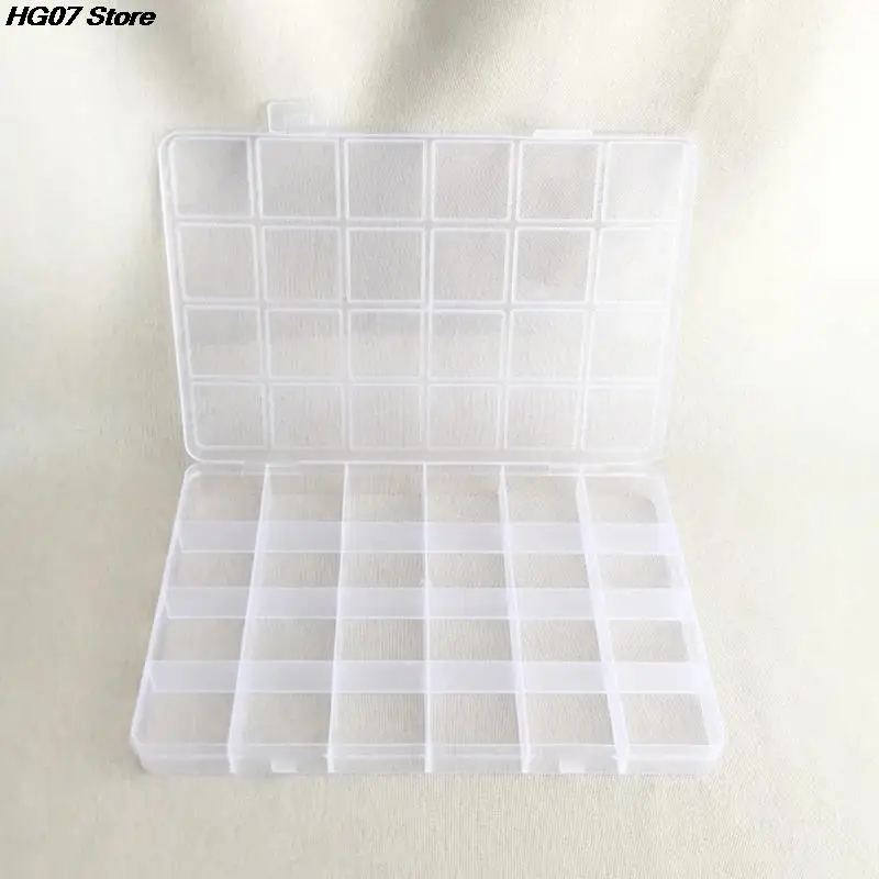Practical 24 Grid Compartment Plastic Transparent Storage Box Jewelry Earring Bead Screw Holder Case Display Organizer Container