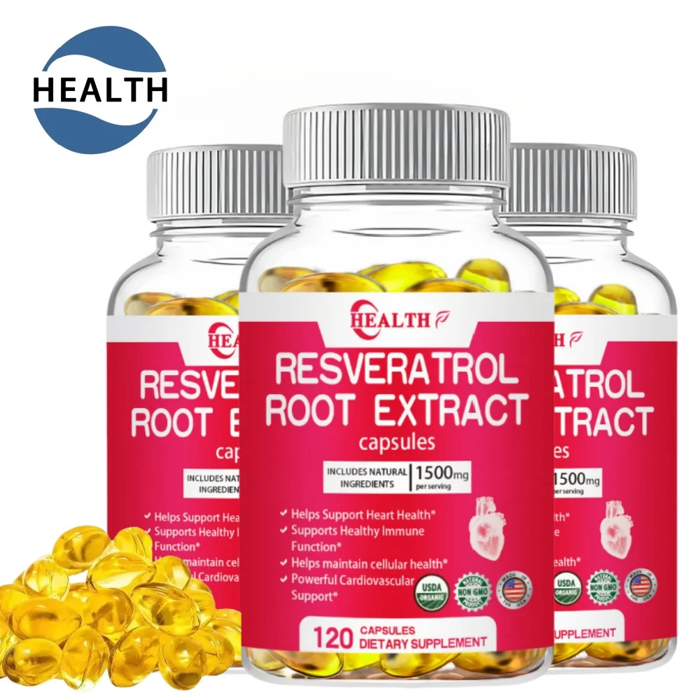 

HEALTH Resveratrol 1500 Milligrams Per Serving, Pure Super Complex, Anti-aging, Radiant Skin, Immune Support