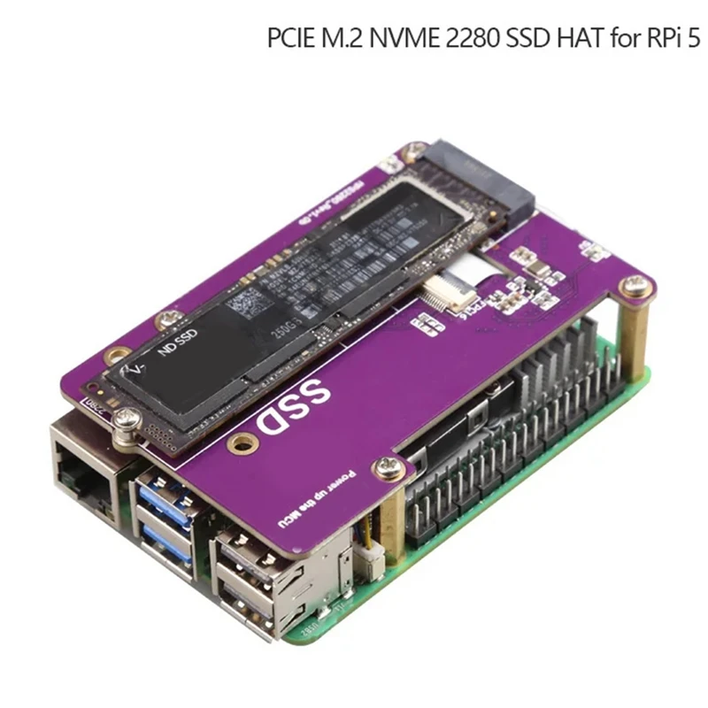 PCIE M.2 NVME 2280 2230 2242 Gen3 SSD HAT Placa de expansão + caixa + dissipador de calor SSD para Raspberry Pi 5