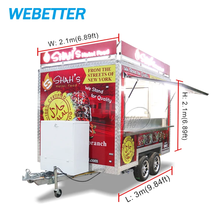 WEBETTER Small Mobile Kitchen Remorque Food Truck Foodtrailer Mini Square Hamburgers Pizza BBQ Fast Food Trailer Cart For Sale