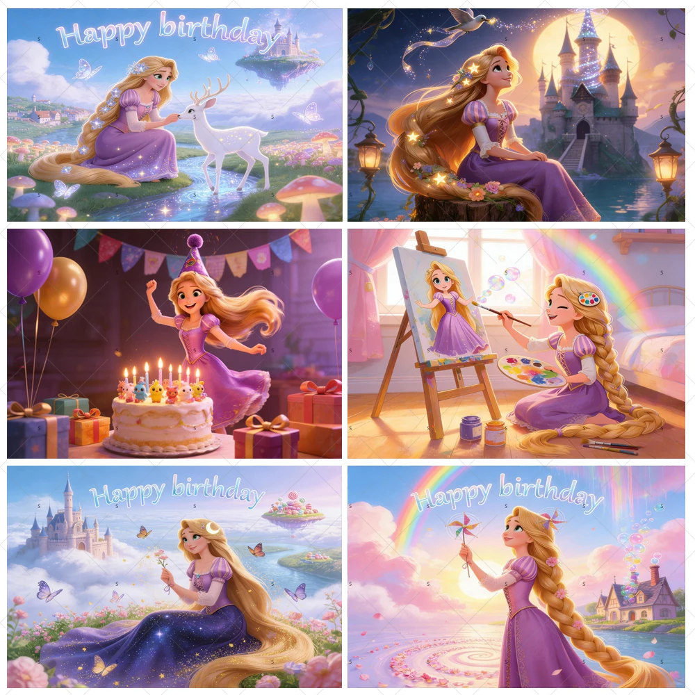 

Tangled Rapunzel Princess Theme Birthday Party Decoration Backdrop Fairy Tale Castle Kids Gift Baby Shower Photography Supplies