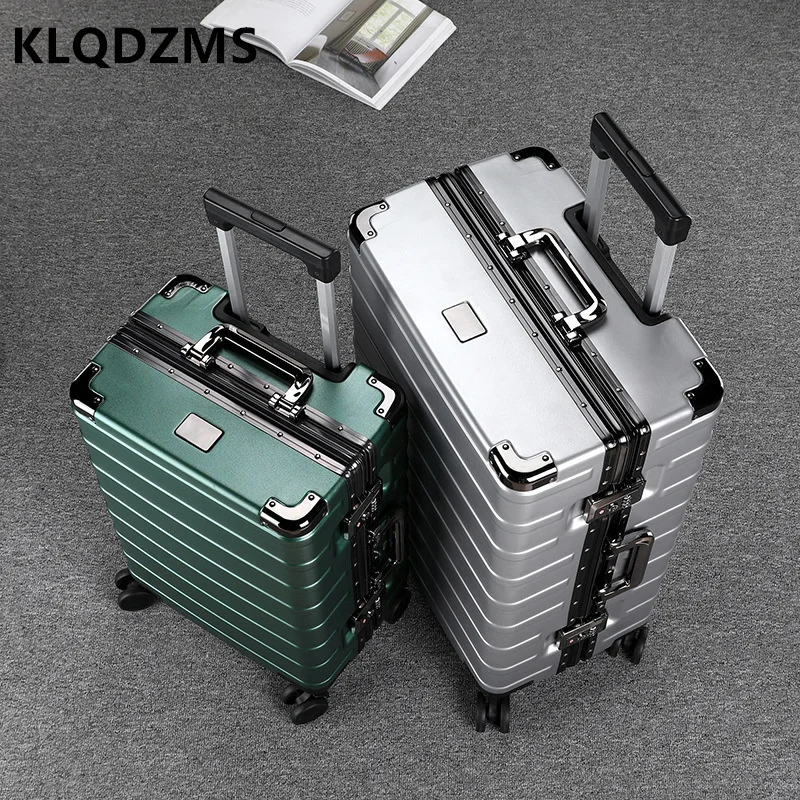 

KLQDZMS Business Bar Thickened Compressive 20-Inch Boarding Case Double-Row Mute Universal Wheel Luggage 24" Men And Women