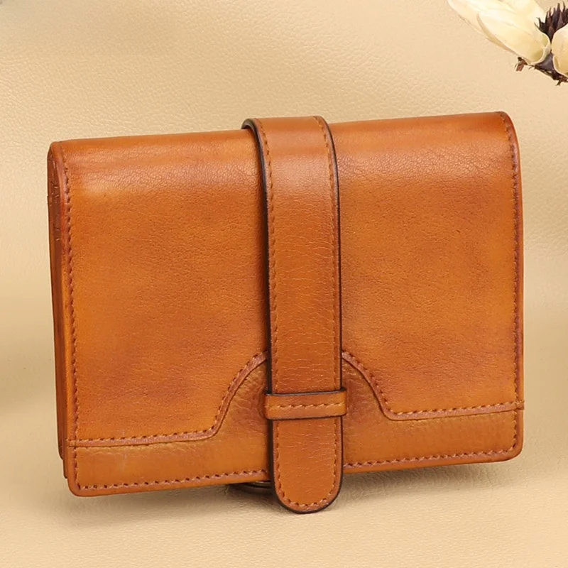 handmade-vintage-ladies-short-wallet-top-layer-cowhide-leather-anti-theft-brush-female-purse-card-holder-thin-design