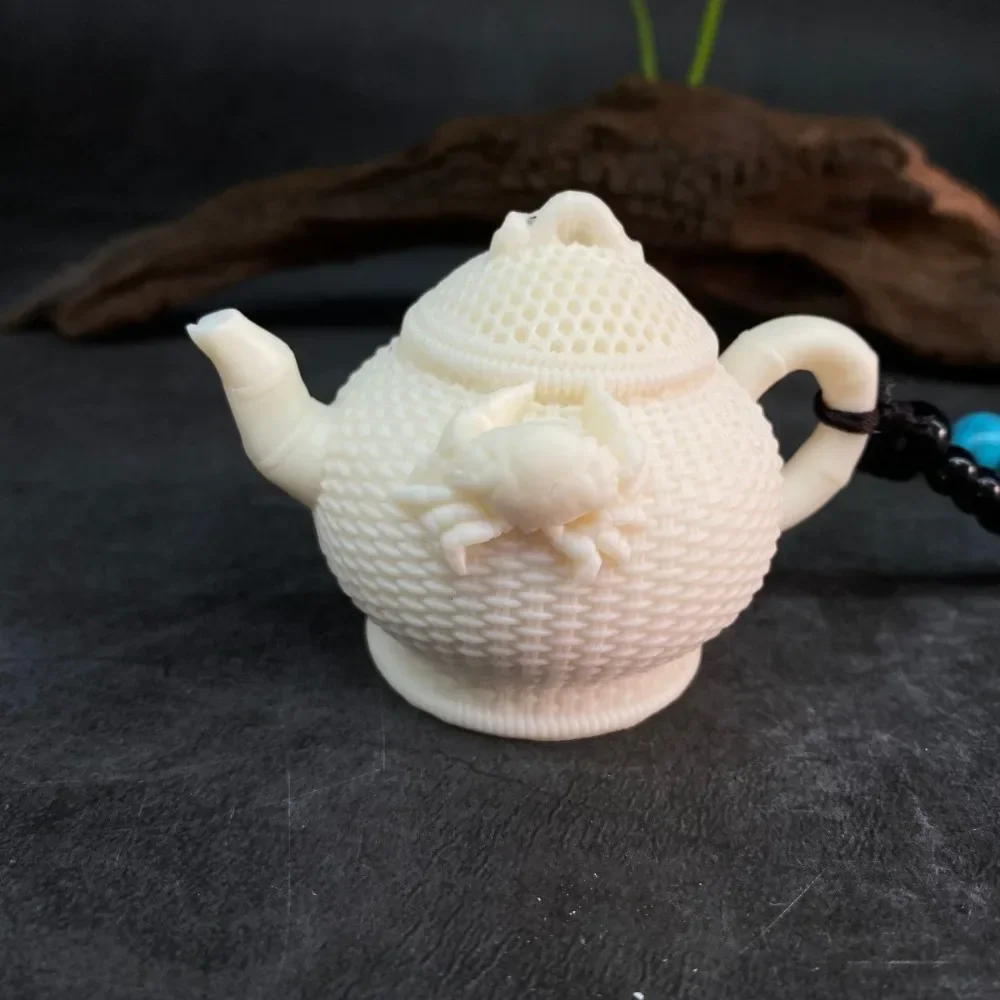 Ivory fruit, fortune, eight sided pot, crab handle, teapot, handle, toy, ornament, teapot, tea pet, handicraft