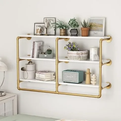 Simple wall-mounted retro living room bathroom storage display shelf storage items Multi-layer bookshelf storage rack