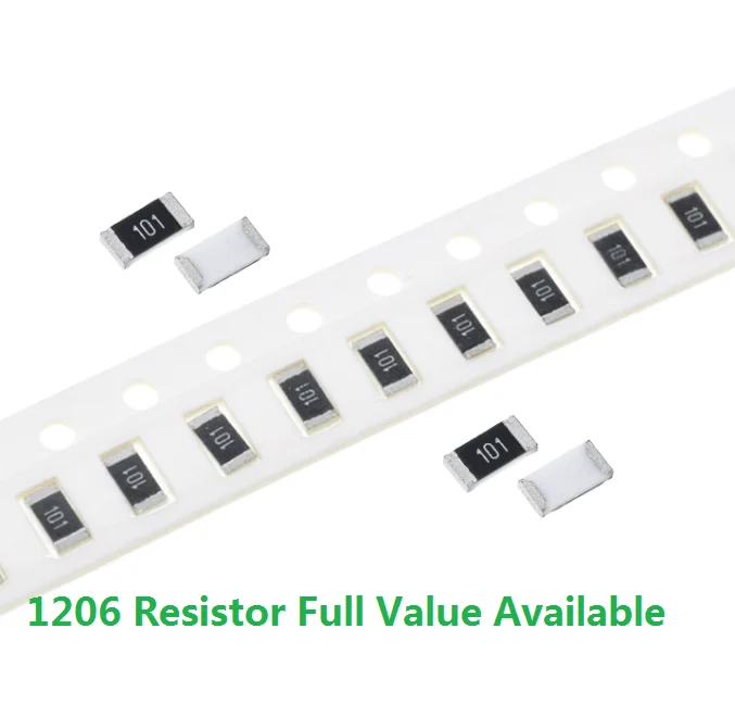 100pcs 1206 10K 옴 5% 0R~10M 1/2W 10R 100R 220R 330R 470 옴 1K 2.2K 10K 100K 0R 1R .5/6/7/8/9/R/K SMD 칩 저항기 키트