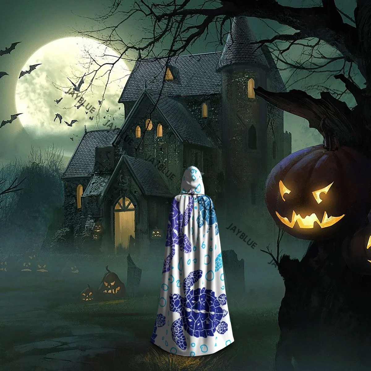 Hooded Cloak Unisex Cloak with Hood Blue Sea Turtles Cloak Vampire Witch Cape Cosplay Costume - view 6