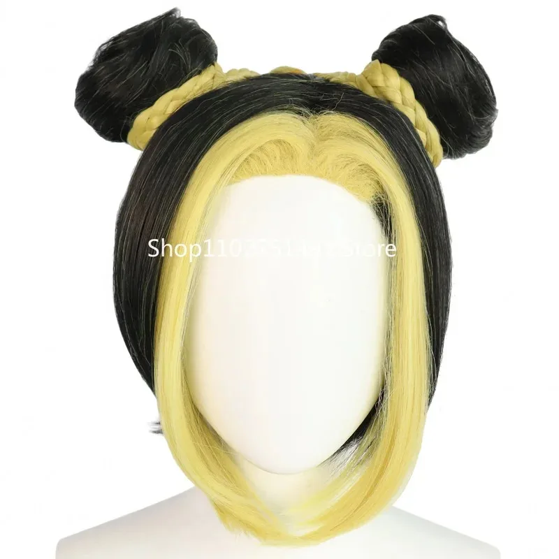 CyKujo Jolin Cosplay peluca Anime JoJos Bizarre Adventure Jolyne Cujoh JOJO pelucas 40cm verde amarillo pelucas de pelo resistentes al calor + peluca C