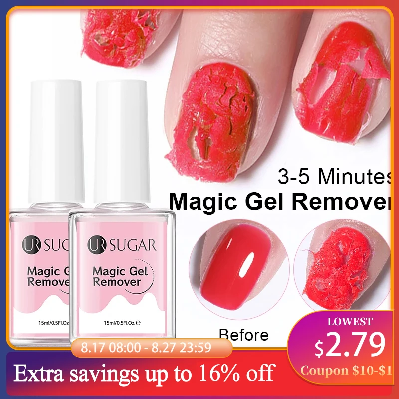 

UR SUGAR 15 мл Волшебное средство для снятия гель-лака для ногтей 1/2 шт. Clean UV Soak Off Полуперманентный лак для дизайна ногтей Инструмент для быстрого удаления Маникюр