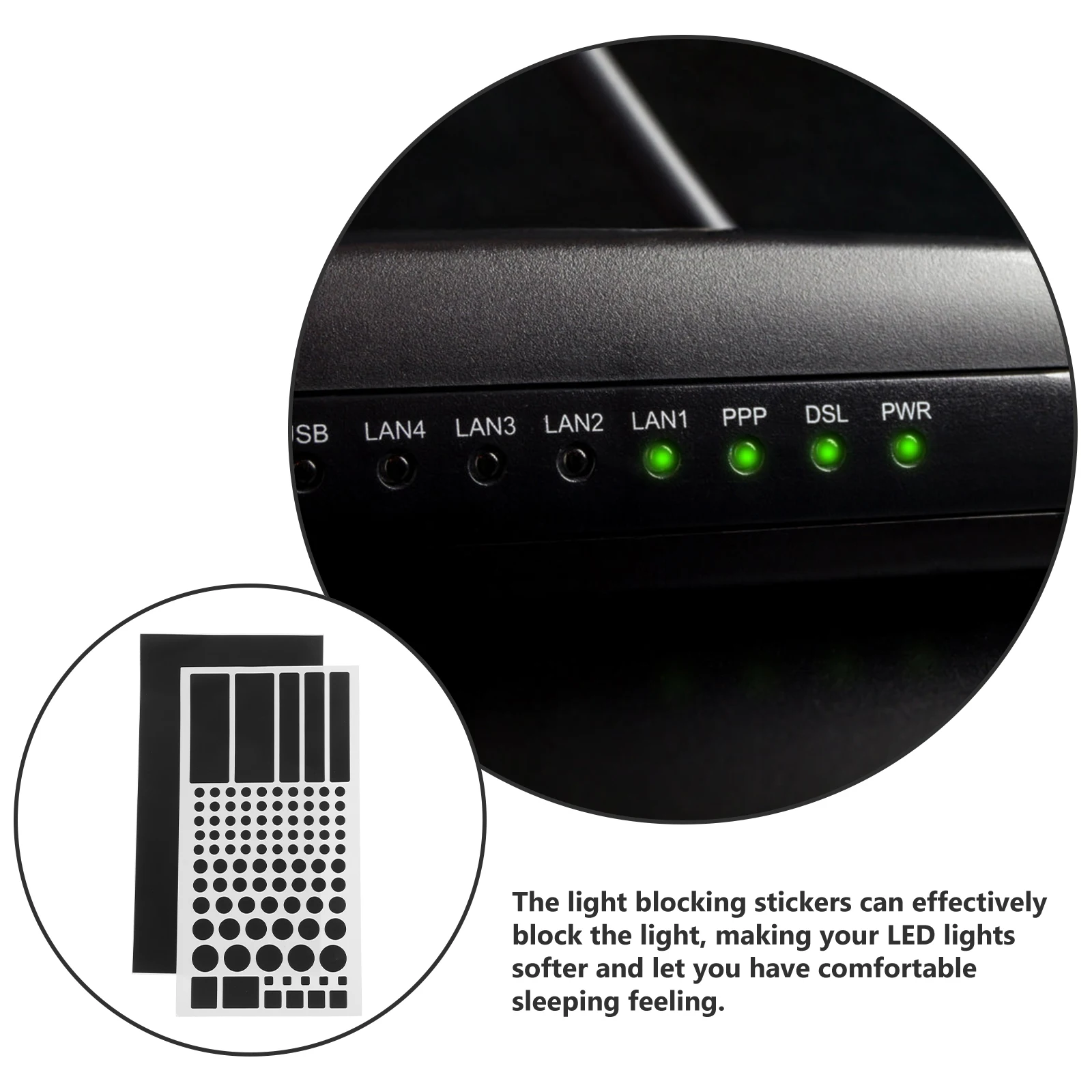 

2 Sheets LED Light Blocking Stickers Blackout for Routers Electronics Shading Covers Non-Damaging Easy Cut to Size