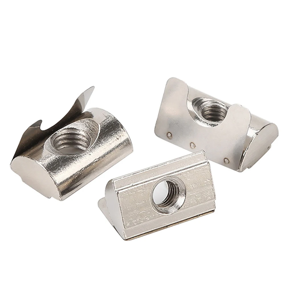 20/50Pcs/Lot M4 M5 M6 M8 Shrapnel Nut Block Drop in Sheet Spring Nuts for 2020 3030 4040 Aluminum Extrusion Profile