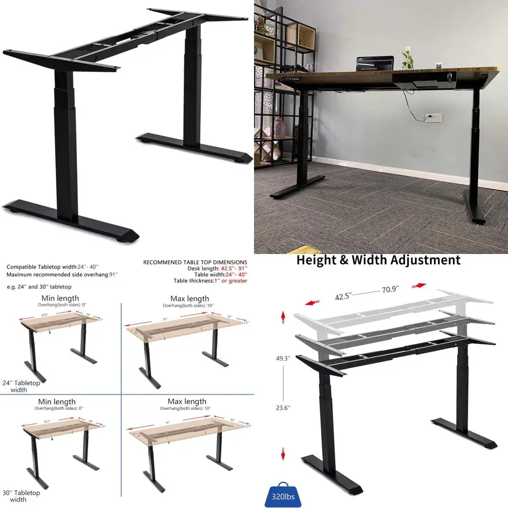 

Electric Height Adjustable Desk Frame - Dual Motor 3-Segment Sit-Stand Desk