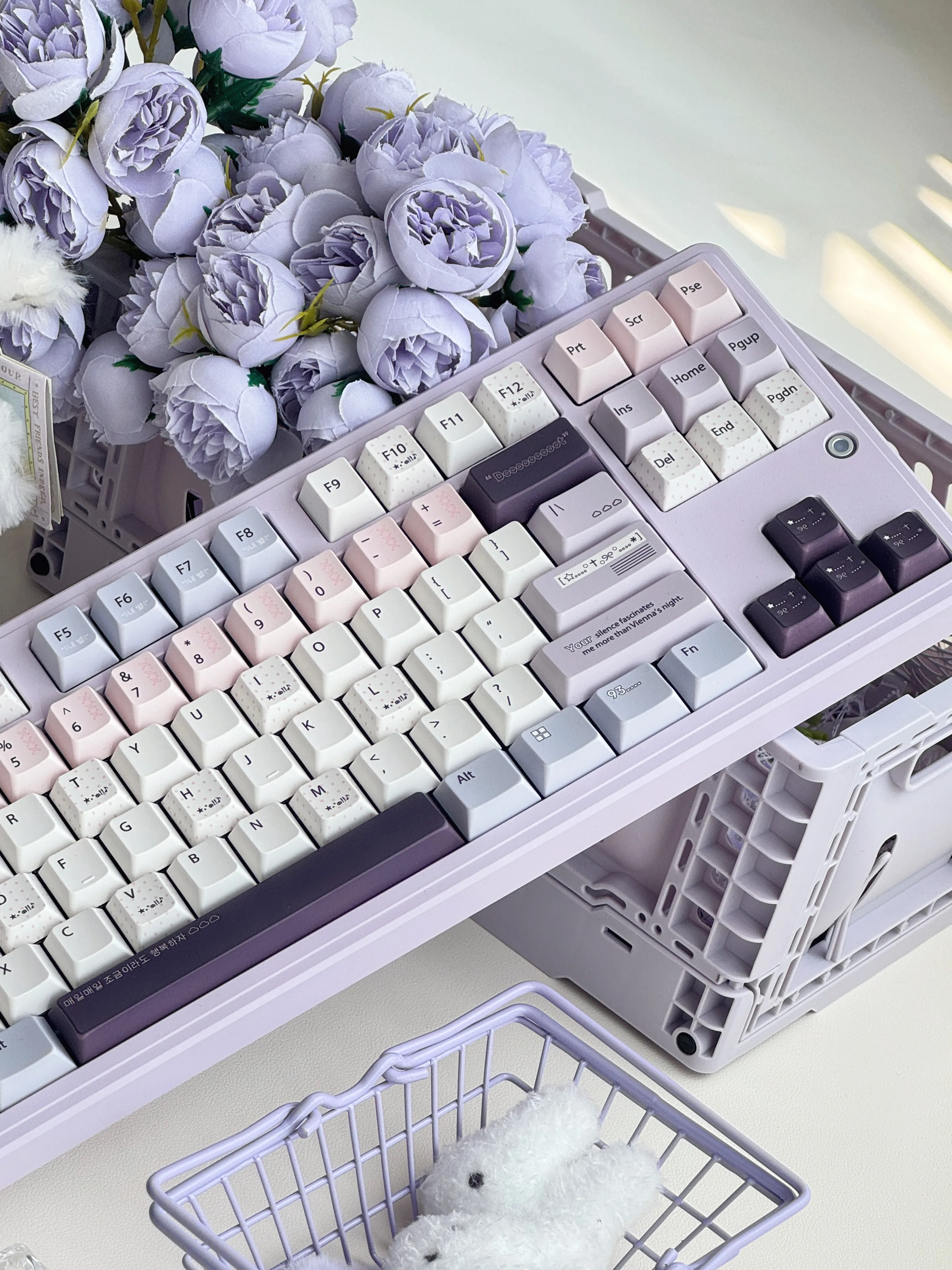 MAIMOOO Keycap Dreamy Simple Pink Purple Korean Ins Style Cherry Pbt Personalized Magnetic Switch Keyboard Keycap
