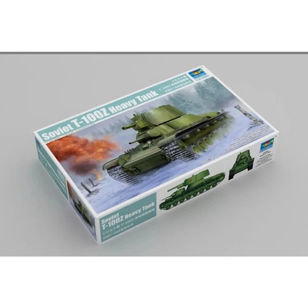 トランペッター組み立てモデル-プラスチック組み立て済み戦車モデルキット-09591-ソビエト-t-100z-重戦車-1-35