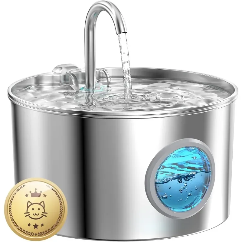 

Cat Water Fountain Stainless Steel: 74oz/2.2L Cat Fountain for Drinking - Pet Water Fountain for Cats Inside - Quiet Cat Water