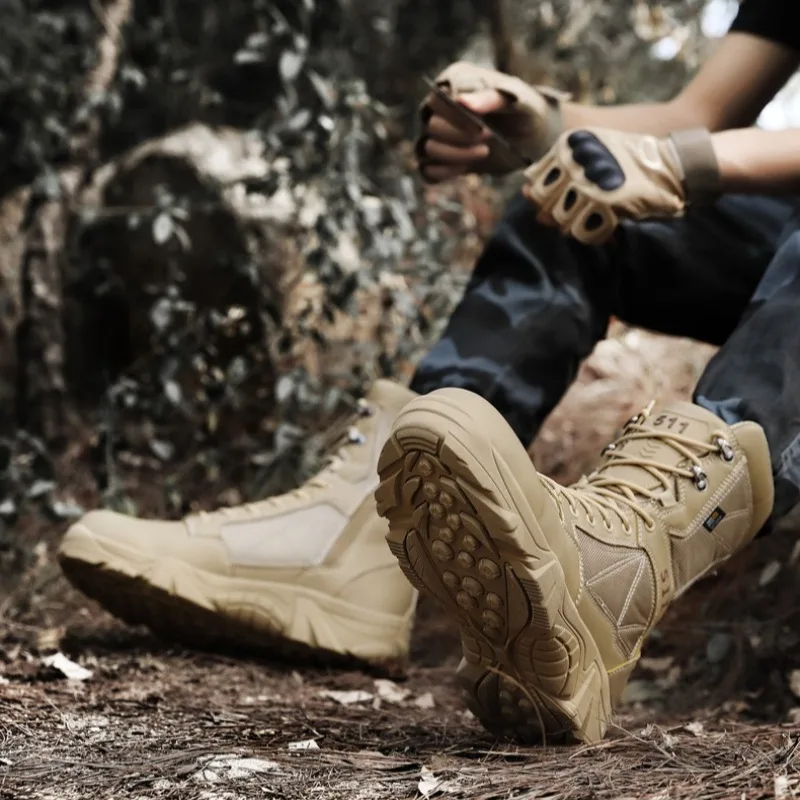 Men's High-top Boots Military Tactical Boots Outdoor Non Slip Hiking Boot Lace Up Desert Combat Boot Men Tactical Training Boots view 4