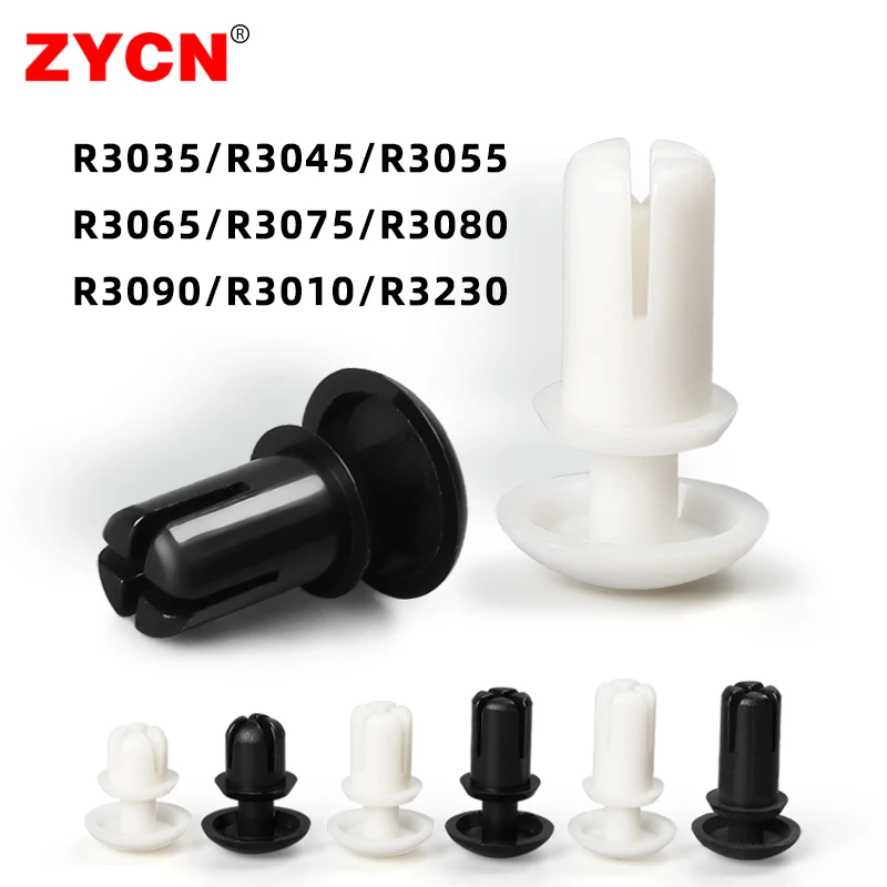 100PCS Nylon Plastic R-Type Expansion Rivet 3.1MM Clamp Screw Nut,PC Board Fixing Buckle Heat Resistant Black White