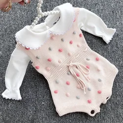 0-24M Newborn Knitted Baby Rompers Baby Clothes Handmade Pompom Knit Baby Girl Romper Cotton Infant Baby Boys Jumpsuit Overalls