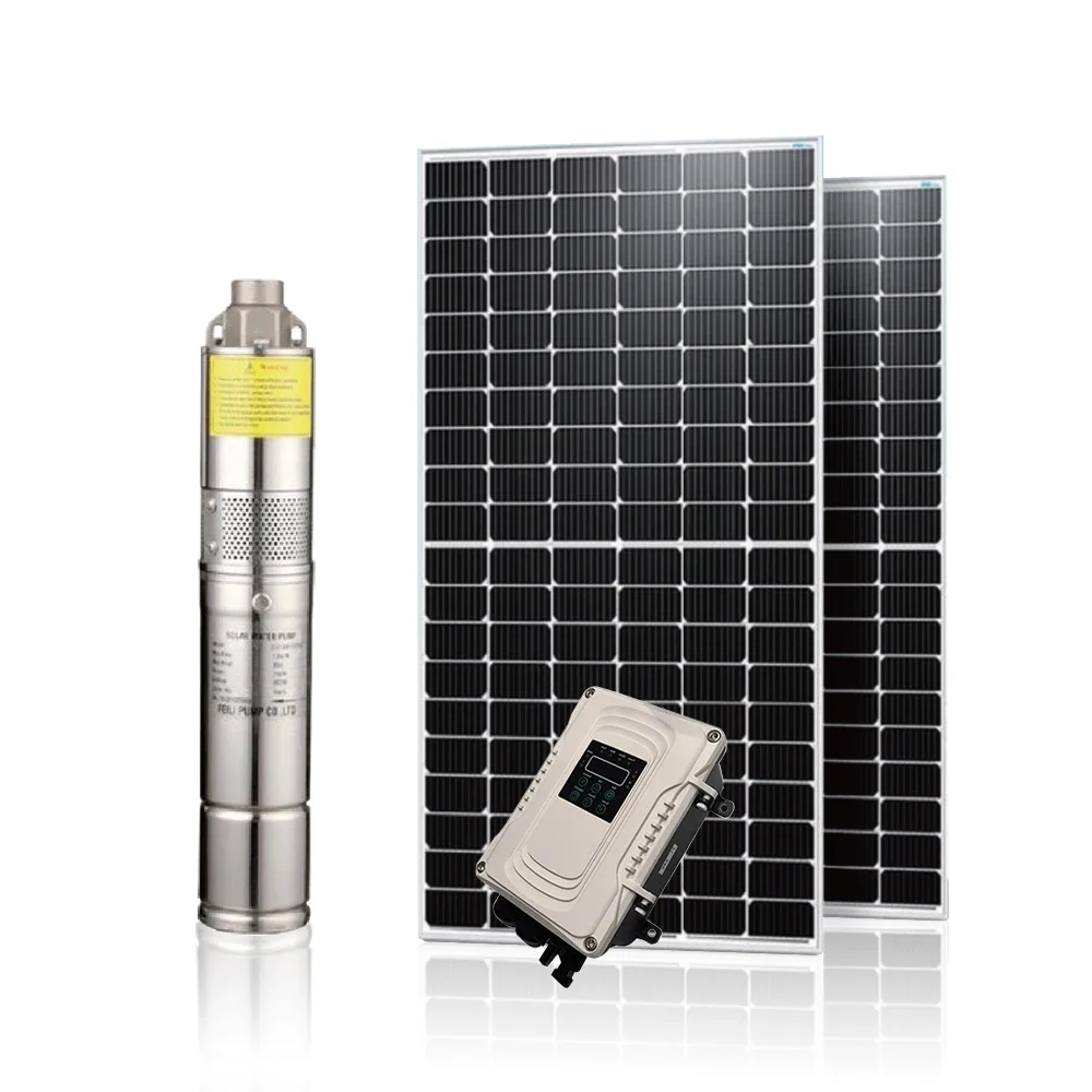 1200W DC Solar Submersible Pumps Solar Water Pump dc water pump with inverter 3'' Solar Screw Pump