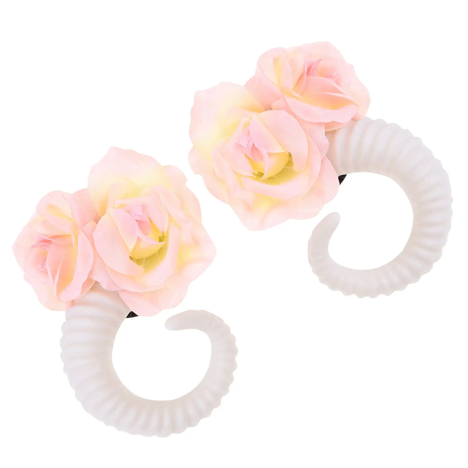 1Pair RAM Horn Rose Hairband Fashion Halloween Headband Gothic Headdress Party Cosplay Photo Accessory Decorative Hairband