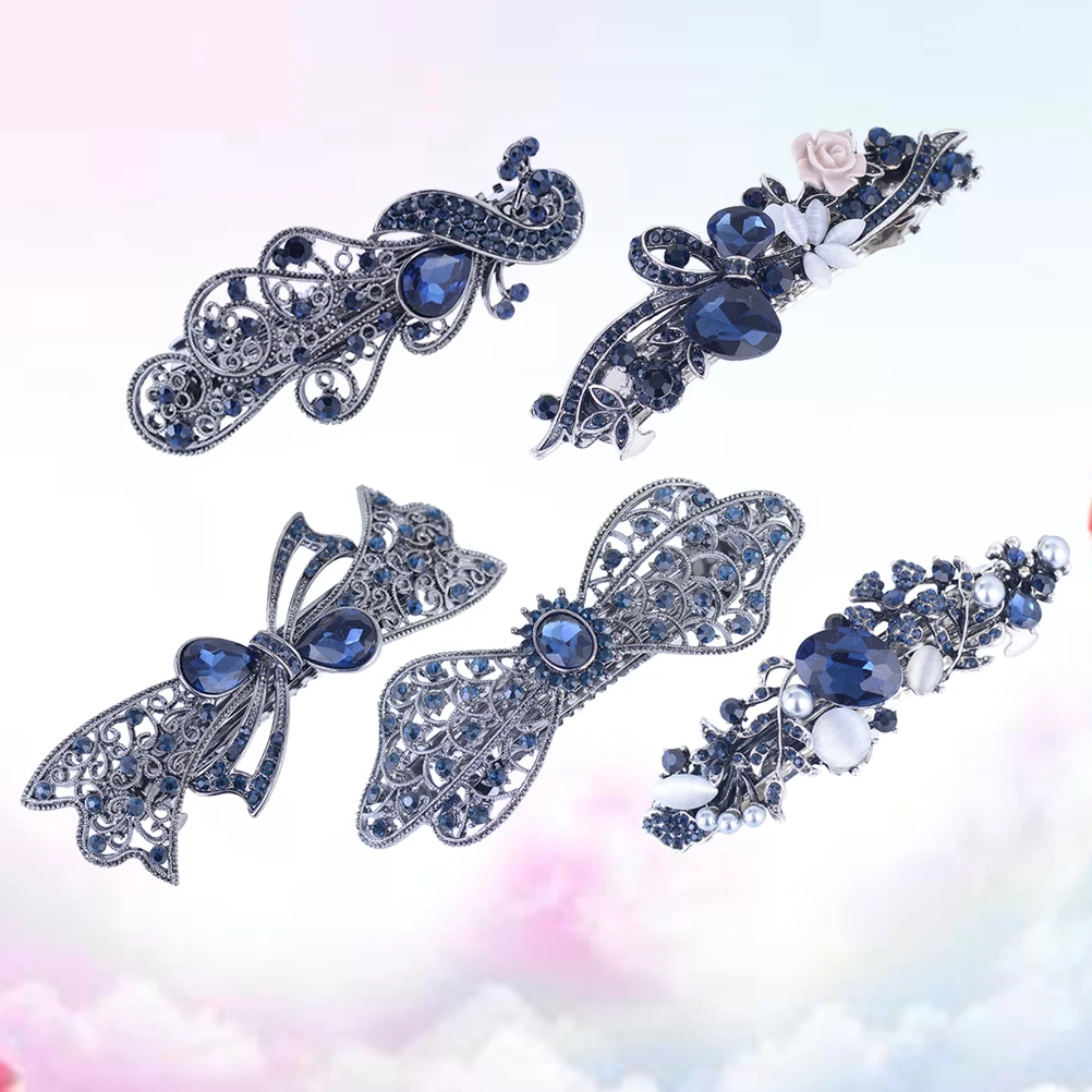 

5 Pcs Girl Hair Accessories Fashionable Clips Hairpin Vintage Rhinestone Ponytail for Girls Miss