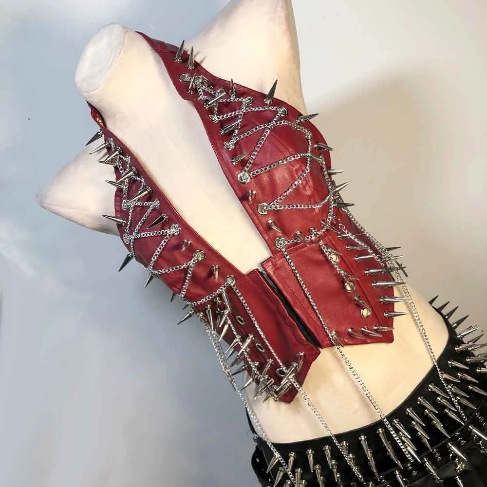 Goth Tops Festival Bra Scene Rave Outfits Fashion Revival Y2K Harajuku Gothic Tank Emo Clothing Punk Rock Clothes Grunge Spiked