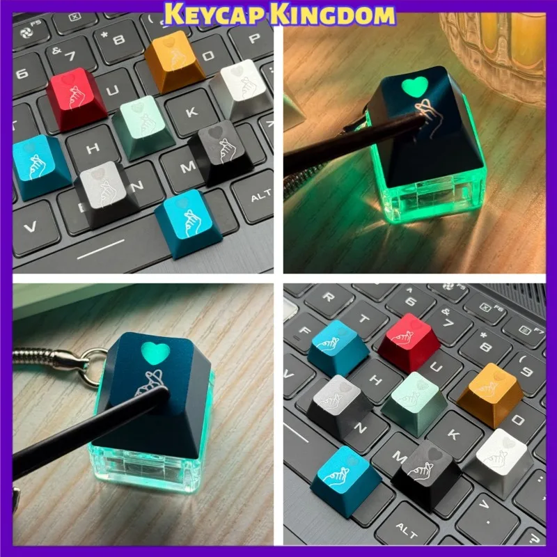 Finger Heart Mechanical Keyboard Aluminum Alloy CNC Custom Artisan Keycap PC Gaming Keyboard Point Keycap DIY Collectible Gift