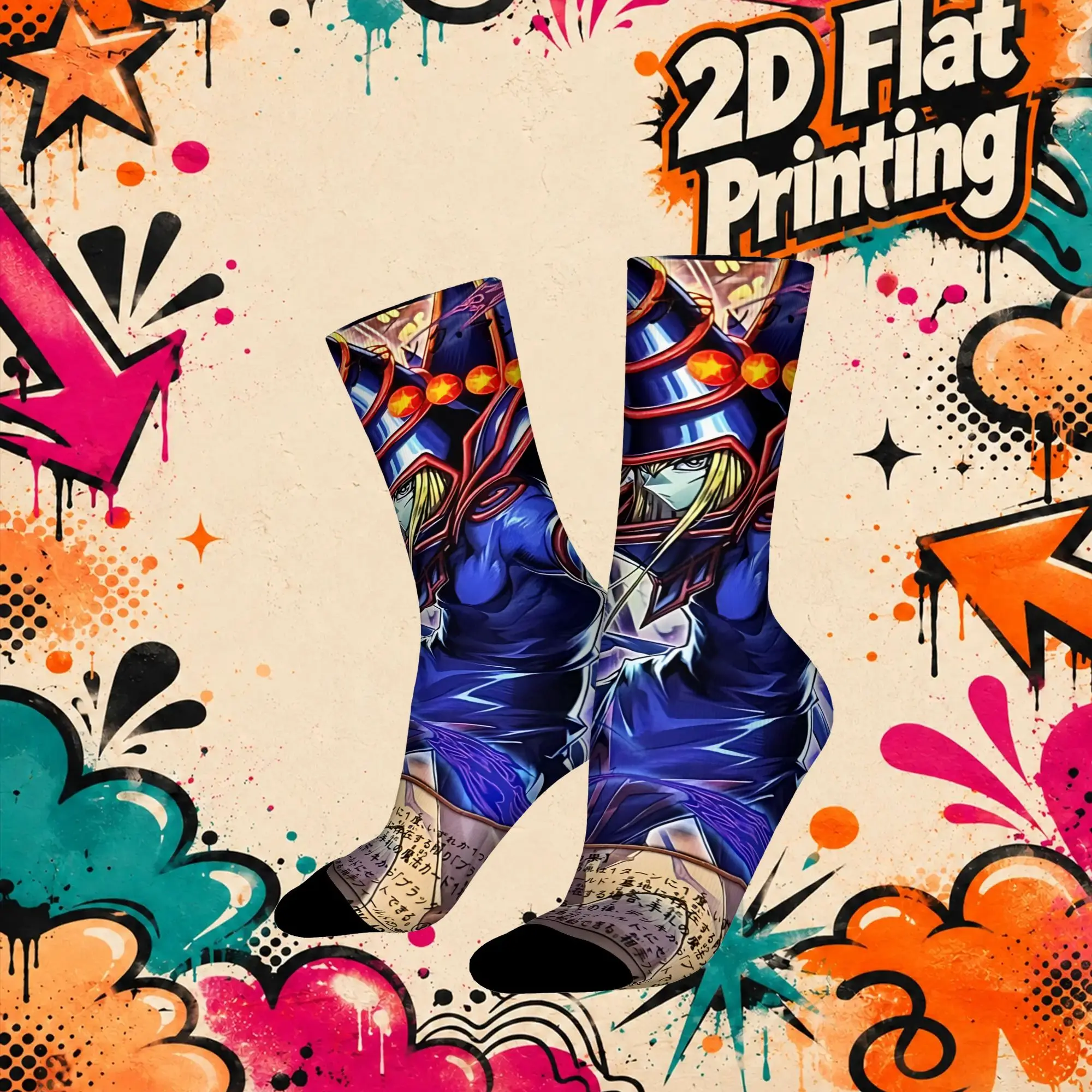 Autumn Winter Retro YU GI OH Card Meme Crazy Men's compression Socks Unisex  Funny Crew Sock