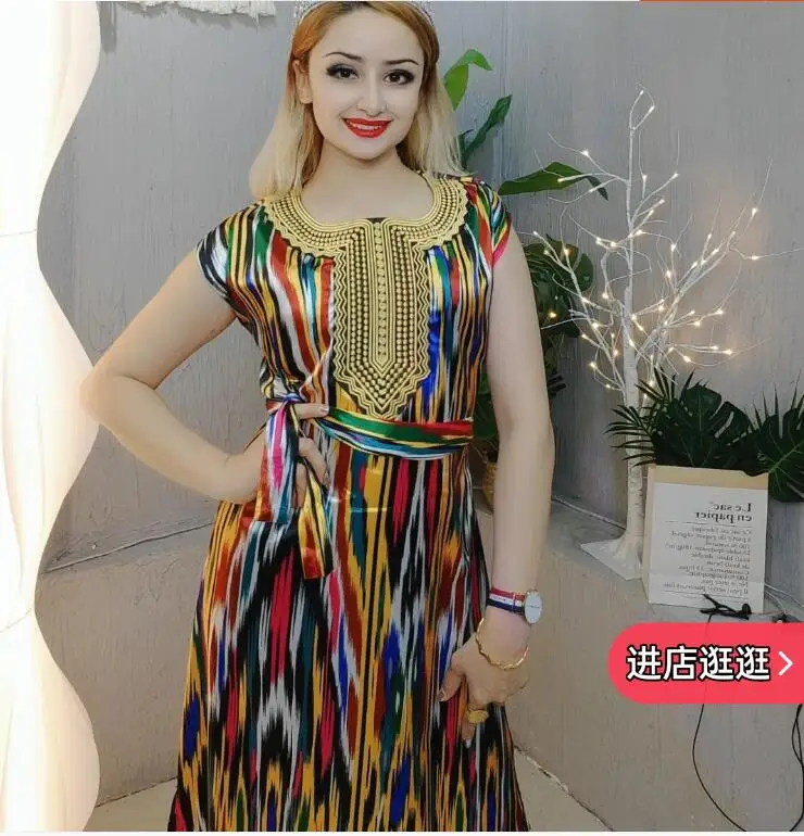 Summer New Atlas Skirt Xinjiang  Ethnic Style Loose Chinese