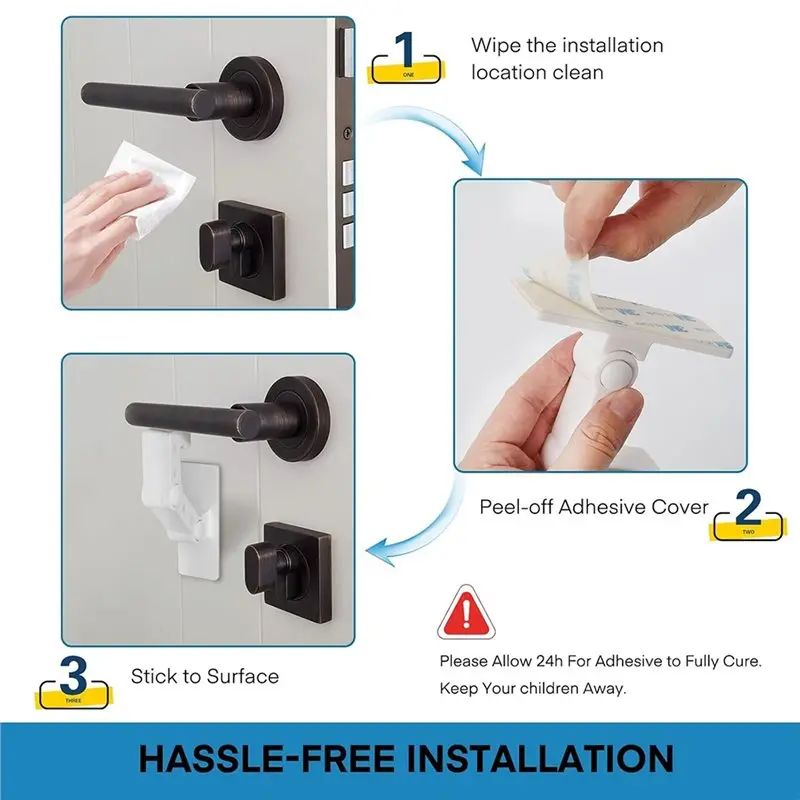 CYGJ-2 Child Proof Door Lever Lock Baby Proofing Door Locks For Kids Safety Dual-Sided Tape Door Handle Lock Prevent Toddlers