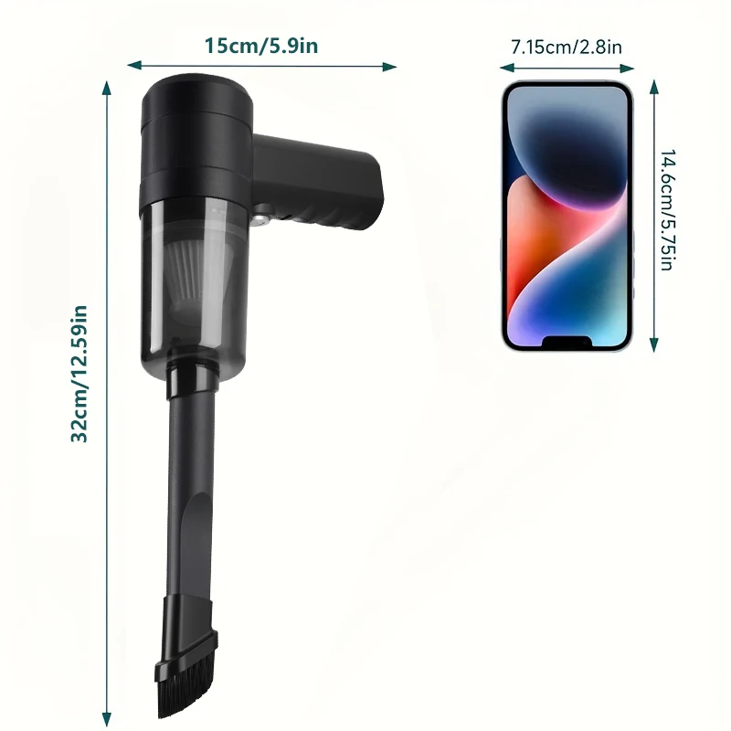 Rechargeable Handheld Vacuum Cleaner Cordless Mini Car Vacuum with Detachable Filter 4-in-1 Suction Blow for Car Home Cleaning