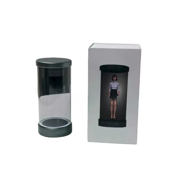 Indoor 3D holographic cylinder display holographic metal remote control plug-and-play 5.5-inch digital interactive hologram