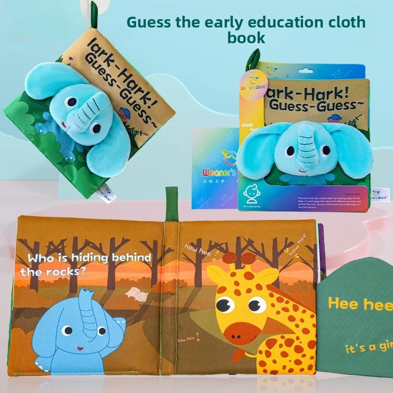 

3D Elephant Tails Fabric Book Multifunctional Toy Washable Chewable Tear Resistant Design Safe Early Learning Activity