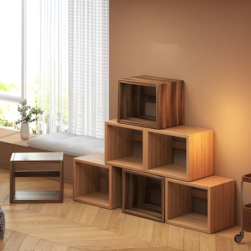 

Solid Wood Bookshelf, Floor Free Combination Low Bookcase, Storage Shelf Cabinet - Adjustable Home Organizer Unit
