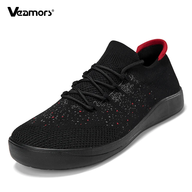 

Men's Fashion Knitted Walking Shoes Wide Toe Comfortable Casual Shoes Breathable Flats Zero Drop Leisure Shoes Elastic Soft Sole