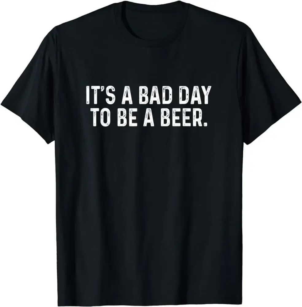 Camiseta Retro divertida que dice mal día para ser una cerveza para hombres y mujeres, camisetas Unisex para hombres y mujeres, camisetas de verano de algodón de marca de lujo