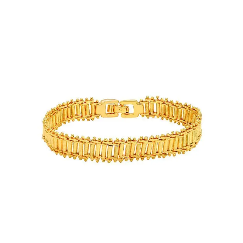 MxGxFam ( 20.5 cm x 11 mm )  Width Domineering Tank Bracelet Jewelry For Fashion Men 24 k Pure Gold Plated