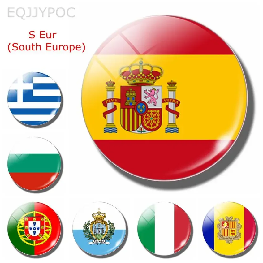 Hiszpania Flaga narodowa 30MM Magnesy na lodówkę Europa Południowa Portugalia Włochy Bułgaria Malta Andora Macedonii Chorwacja Słowenia Chorwacja