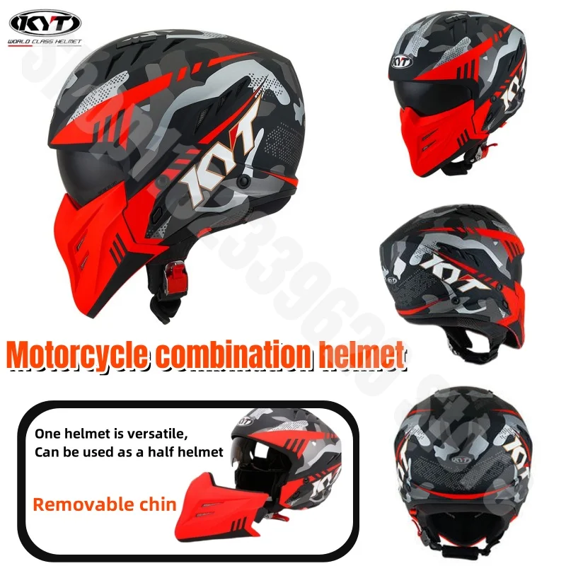 

KYT-BC Motorcycle Helmet Summer Retro Style Combination Helmet Ventilated and Breathable Off-road Motorcycle Helmet