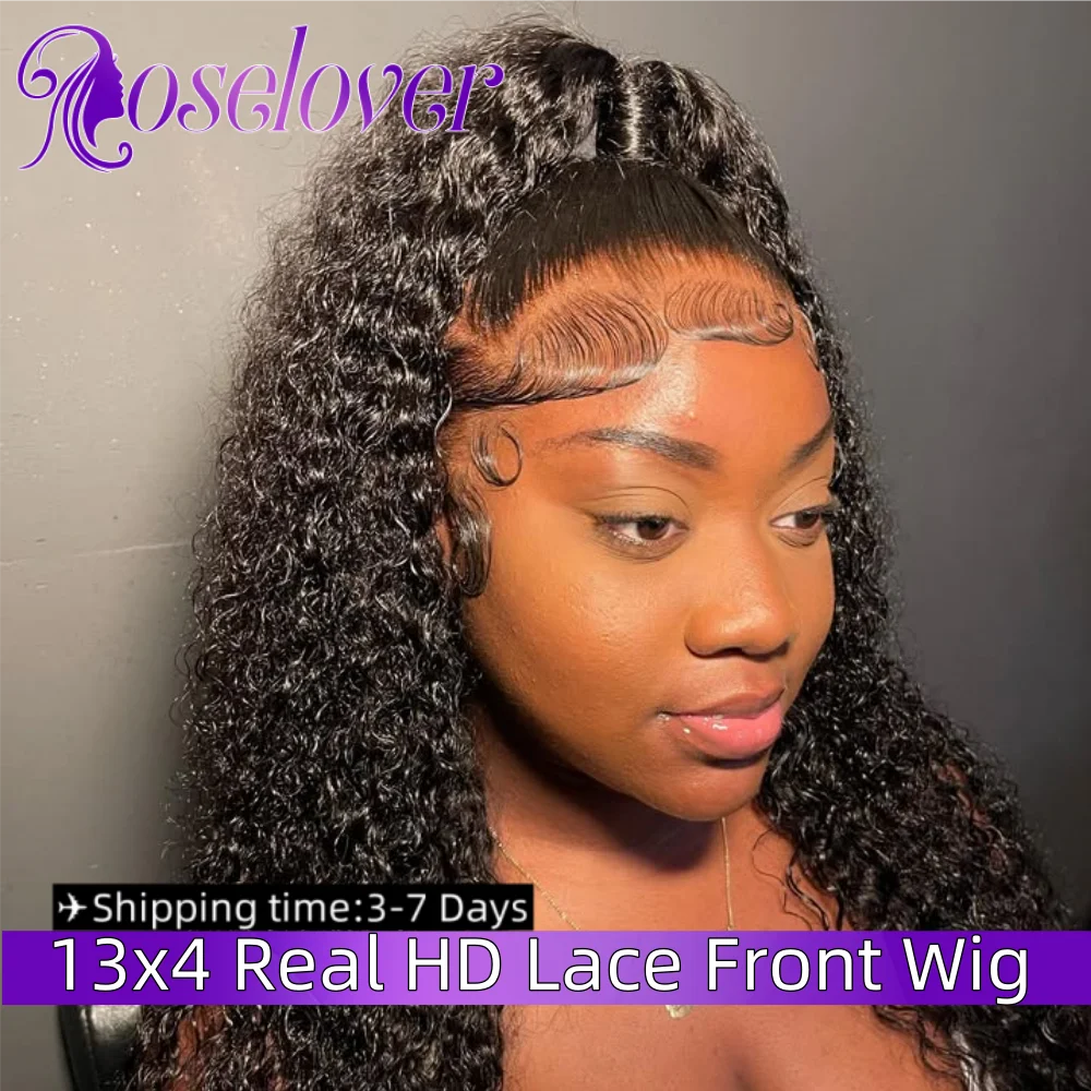 

Rose Lover 34Inch 13x4 HD Lace Full Frontal Wig Melt Skins Water Wave Natural Hairline 250% Density 100% Remy Human Hair Woman