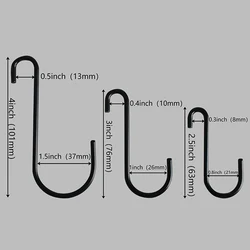 5pcs S-hooks Metal Black 63/76/101mm Hangers Kitchen Utensils Organization Home Storage Wall/Ceiling Hanging Bag Hat Pot Plant