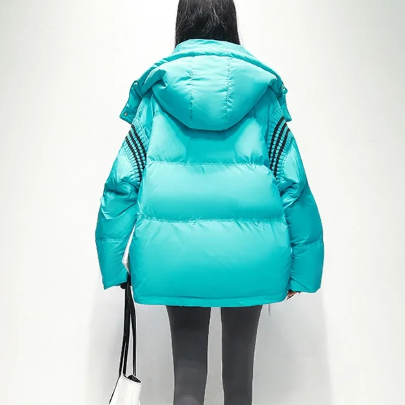 Imagem -04 - Jaqueta de Comprimento Médio Feminina Cabolsa de Inverno Parka Versão Parkas Solta Outwear Grosso Moda com Capuz Sobretudo Versátil Novo 2023