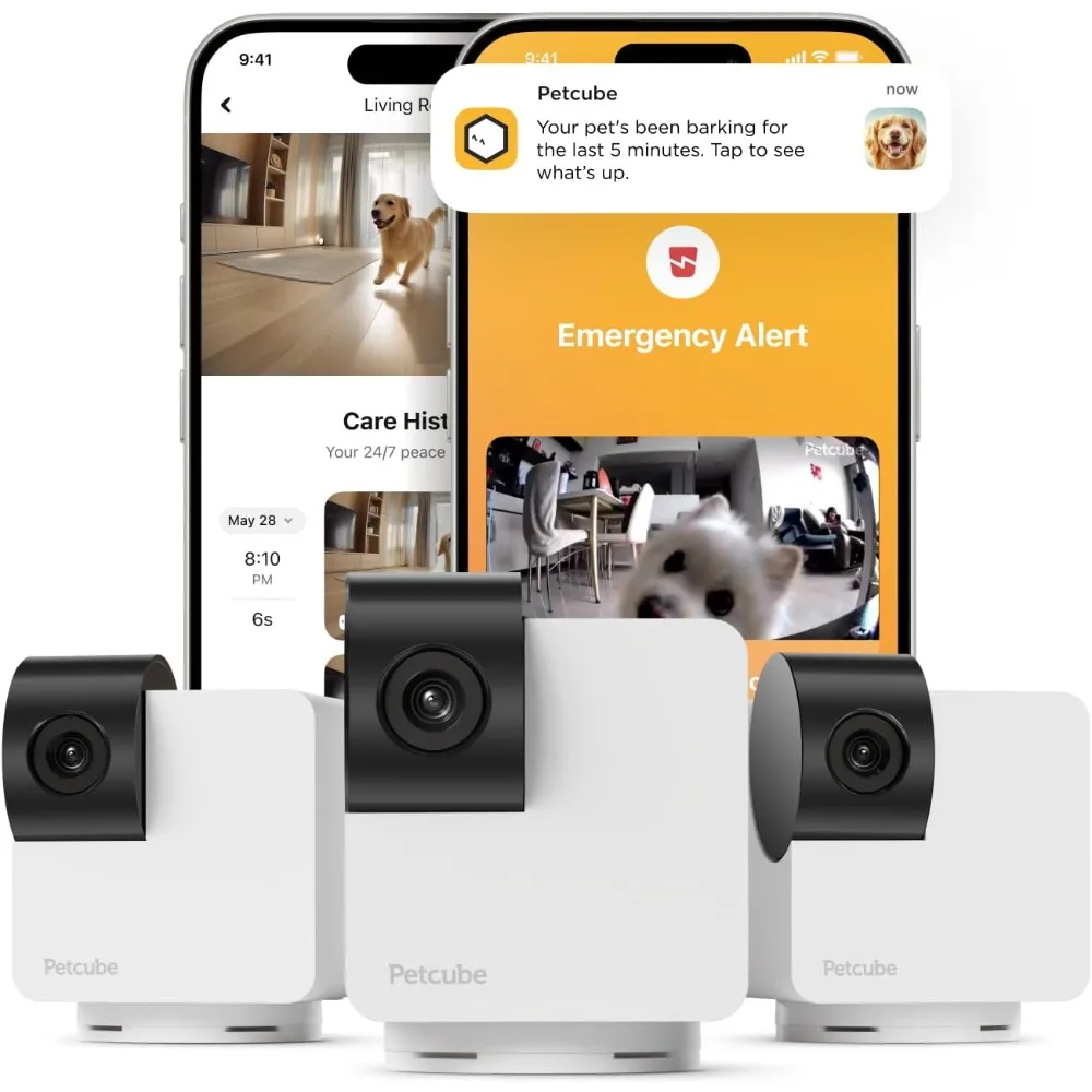 

Cam 360 Пакет из 3 фотоаппаратов | Превосходная интерактивная камера с поворотом и наклоном Wi-Fi для домашних животных и домашней безопасности с приложением для телефона, HD-видео 1080p,