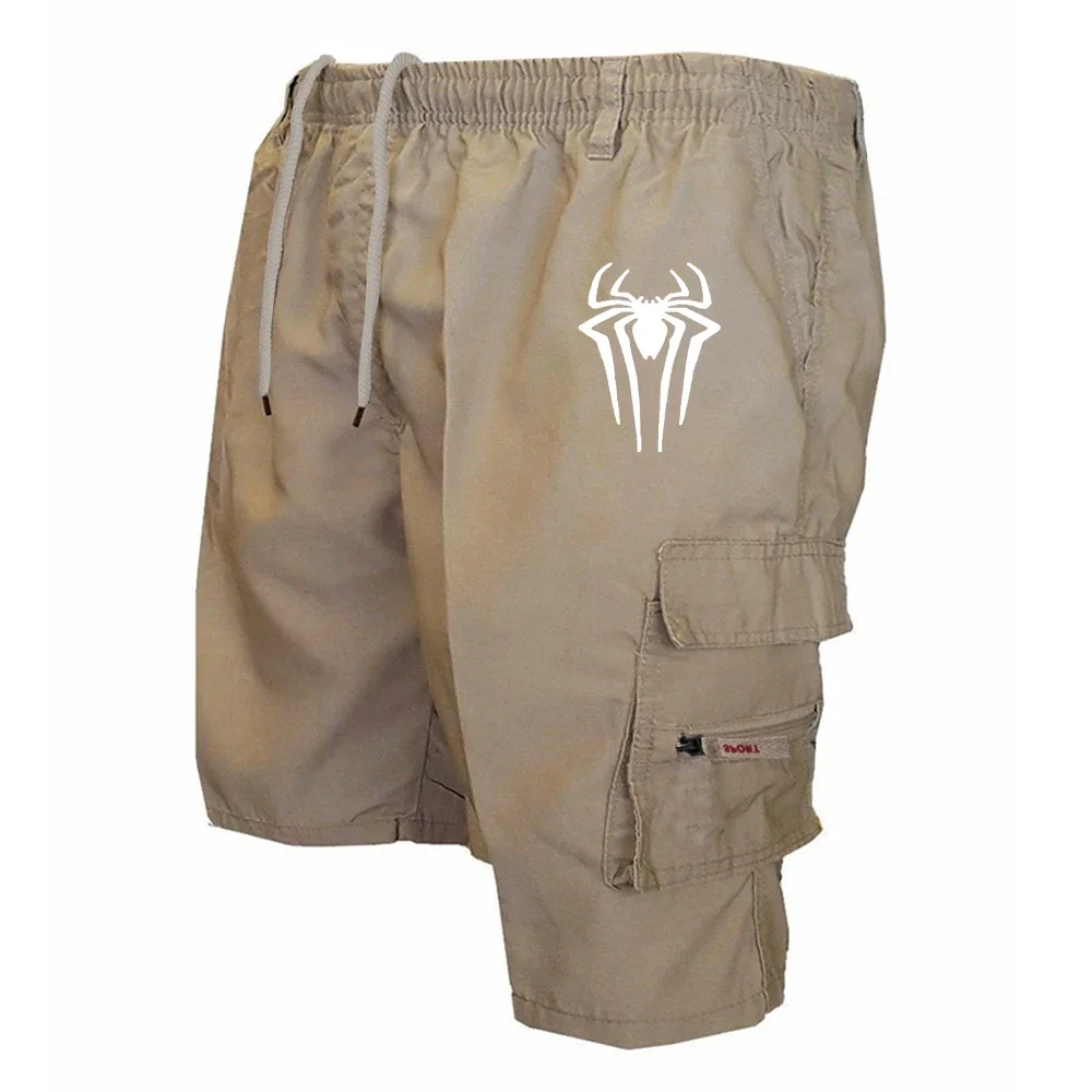 Herren Cargo-Shorts mit Spinnenmuster, Outdoor-Overalls, elastische Taille, Radlerhose, Multi-Pocket, lockere Arbeitshose, Strand- und Sportshorts – Detail 5