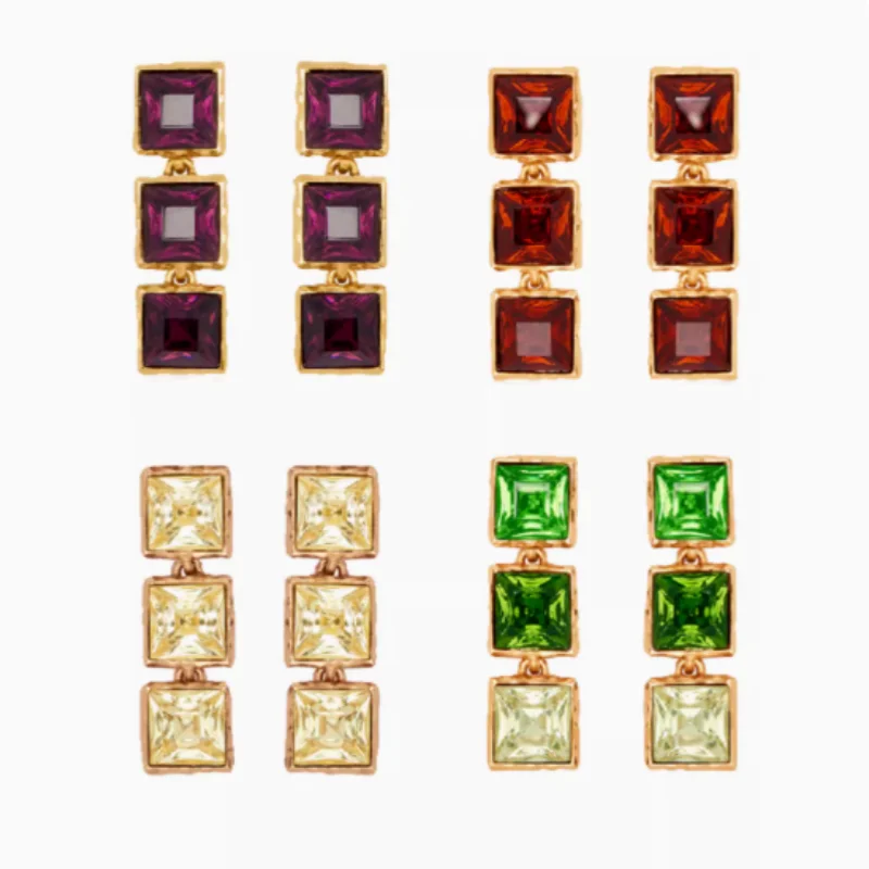 

Exaggerated Long Roll Square Crystal Temperament Personality Stylish Stud Earrings Women