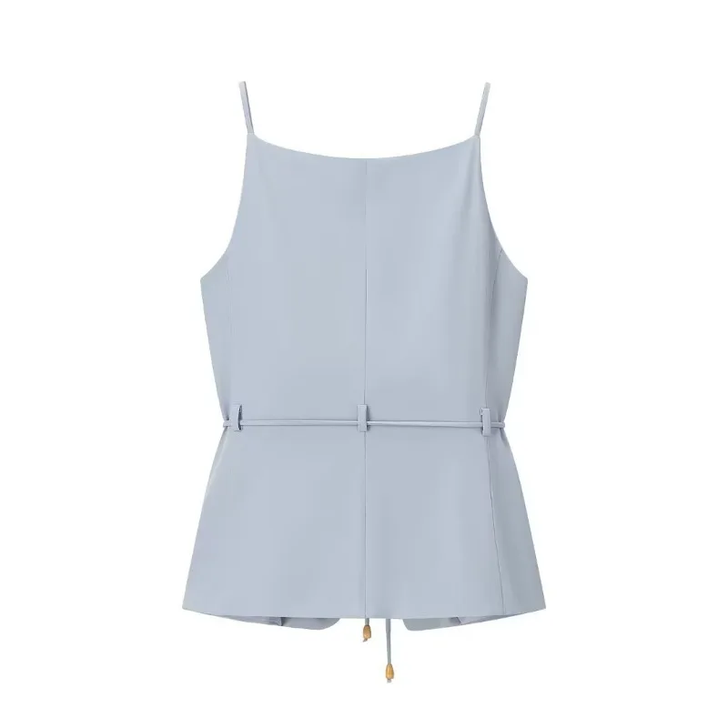 

Style New Women's Clothing Foreign Style Fashionable Beaded Belt Vest High Waist Straight Pants Exquisite Simple Casual Fashion