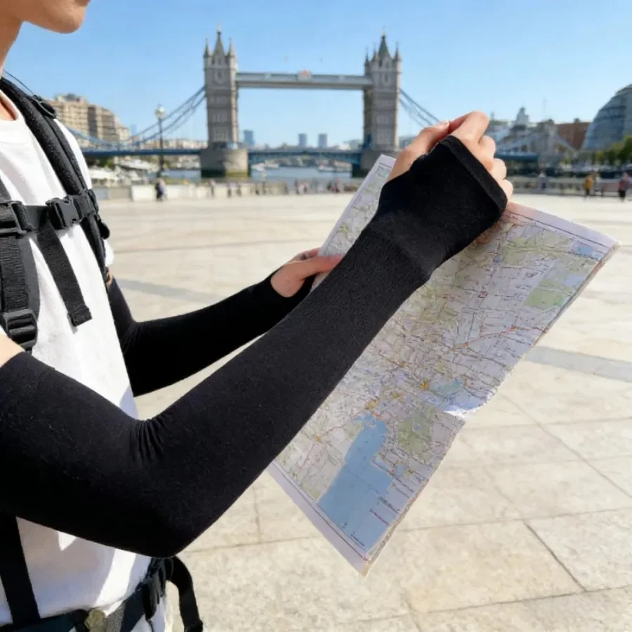Outdoor UV Protection Arm Sleeves, Cooling Ice Silk Elastic Sun Sleeves for Driving, Cycling & Summer Use - Image 3