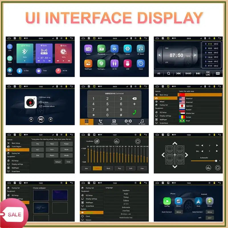 

Уникальный 5,9-дюймовый автомобильный радиоприемник 1Din Carplay Android Auto Мультимедийный плеер Универсальный автомобильный радиоприемник Bluetooth FM USB SWC EQ Mirror Link