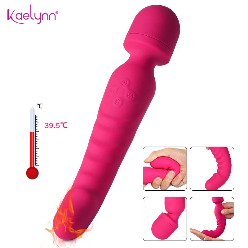 Heating Powerful Magic Wand Vibrator Oral USB Charging Clit Vibrators for Women Massager Adult Sex toys for Women Masturbator